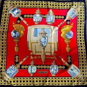 HERMES vintage  “Feux en Route” large scarf 34 1/2”x 34 1/2”